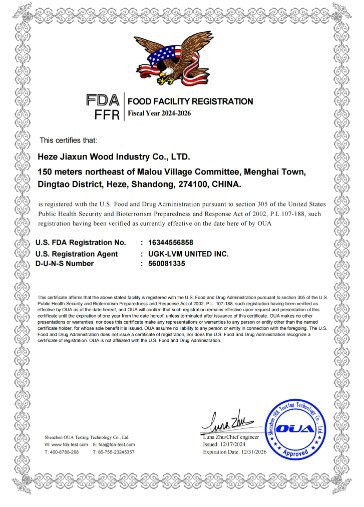 FDA Food Contact Safety Certification for Disposable Wooden Cutlery FDA Food Contact Safety Certification for Disposable Wooden Cutlery