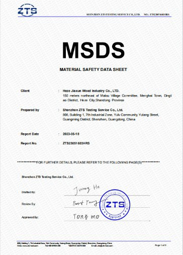 Material Safety Data Sheet (MSDS) for 100% Natural Birch Wood Material Safety Data Sheet (MSDS) for 100% Natural Birch Wood